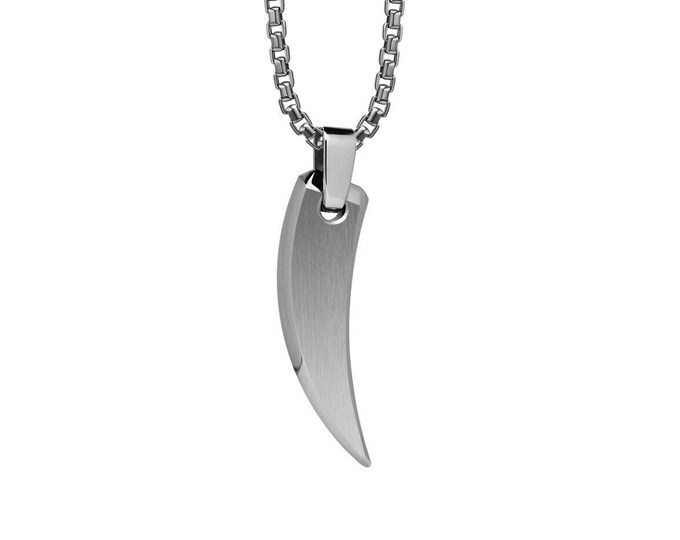 Flat claw tag amulet in stainless steel by Taormina Jewelry
