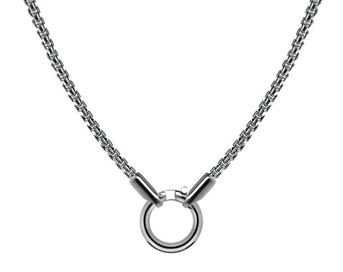 Round tubular clasp ideal for pendant on a box chain in stainless steel by Taormina Jewelry