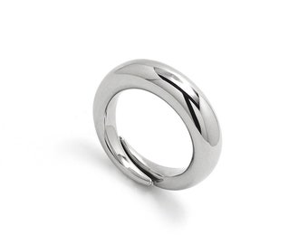 BOLLA dome tapered ring in stainless steel  by Taormina Jewelry