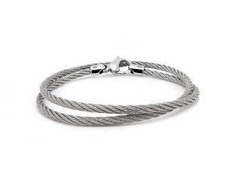 CABLE bracelet wrap around in stainless steel, 3mm. By Taormina Jewelry