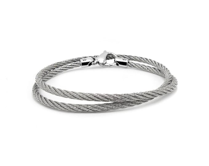 CABLE 3mm bracelet wrap around in stainless steel By Taormina Jewelry