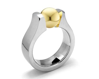 Gold and Stainless Steel Tension Ring Two Tone design by Taormina Jewelry