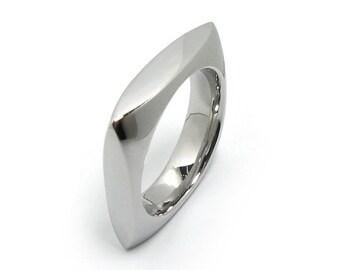 Stainless Steel Square rounder Wedding Ring Band by Taormina Jewelry