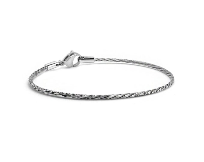 CABLE thin bracelet in stainless steel, 1.5mm. By Taormina Jewelry