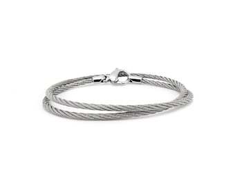 CABLE bracelet wrap around in stainless steel, 2mm. By Taormina Jewelry