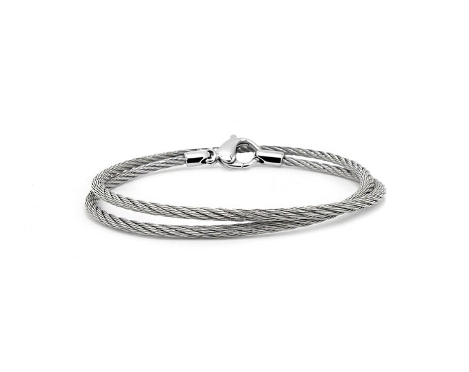 CABLE 2mm bracelet wrap around in stainless steel By Taormina Jewelry