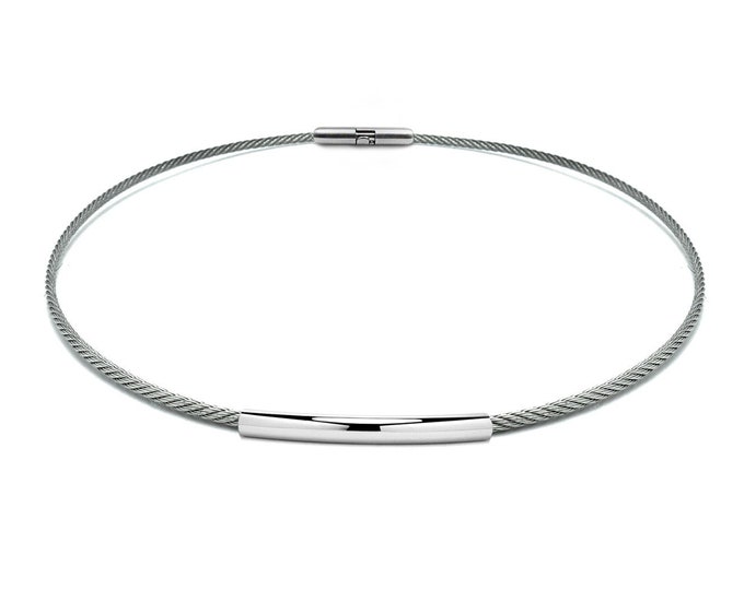3mm Stainless Steel Cable Wire Necklace, bayonet clasp & Center element by Taormina Jewelry