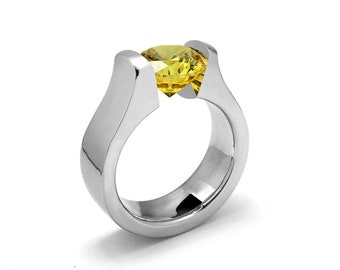 2ct Yellow Sapphire High setting Tension Set Engagement Ring by Taormina Jewelry