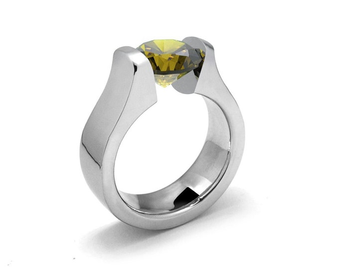 1ct Peridot Ring Tension Set Mounting in Stainless Steel by Taormina Jewelry