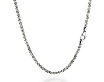 4mm box link chain necklace in stainless steel by Taormina Jewelry
