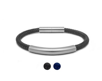 NAUTICA 5mm modern nautical rope bracelet with Tubular element and bayonet clasp in stainless steel by Taormina Jewelry