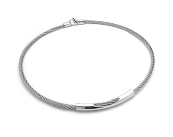 4mm cable rope necklace with see through tube element in stainless steel by Taormina Jewelry