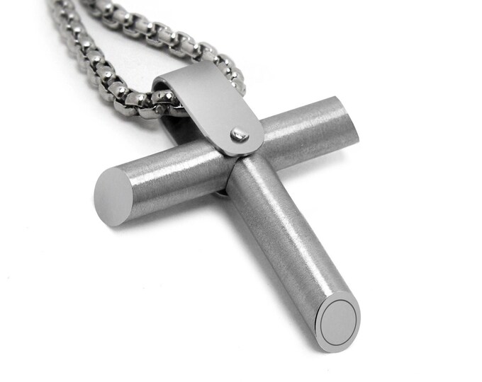 Two tone rods men's cross pendant in stainless steel by Taormina Jewelry