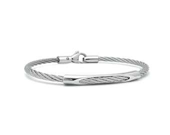 CABLE 3mm bracelet with see through tubular element in stainless steel By Taormina Jewelry