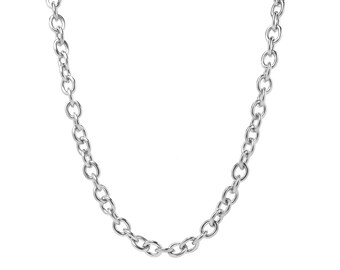 4mm by 6mm Small Oval Link Chain Necklace in Stainless Steel by Taormina Jewelry