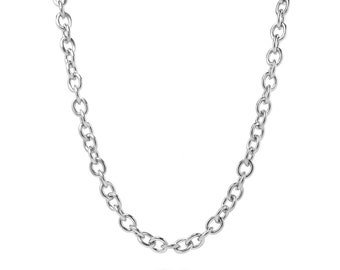 6mm by 8mm Medium Oval Link Chain Necklace in Stainless Steel by Taormina Jewelry