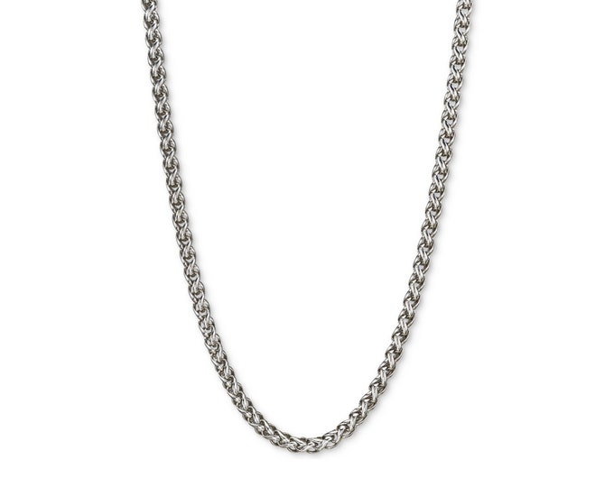 4mm wheat chain necklace in stainless steel by Taormina Jewelry