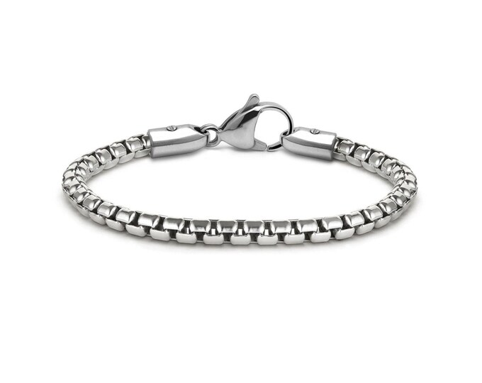 Box link chain bracelet in stainless steel, 5mm by Taormina Jewelry