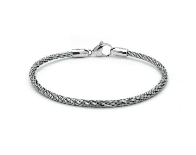 CABLE bracelet in stainless steel, 3mm. By Taormina Jewelry