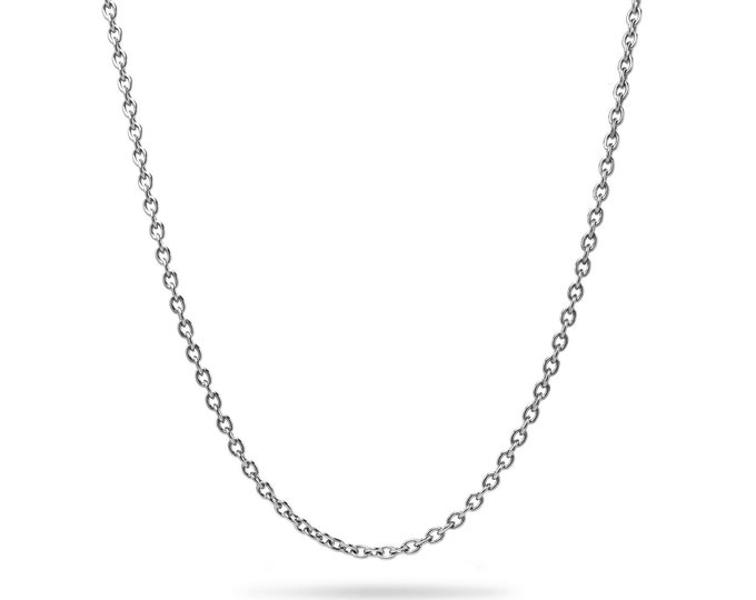 2.5mm by 3.5mm oval link chain necklace in stainless steel by Taormina Jewelry