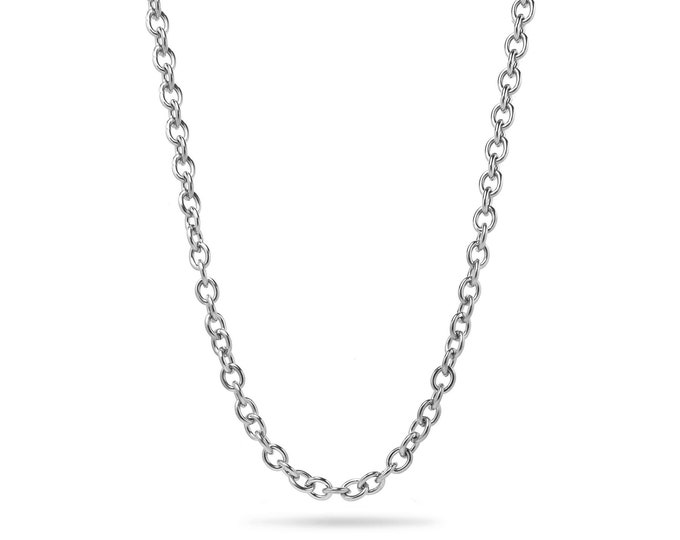 6mm by 8mm oval link chain necklace in stainless steel by Taormina Jewelry