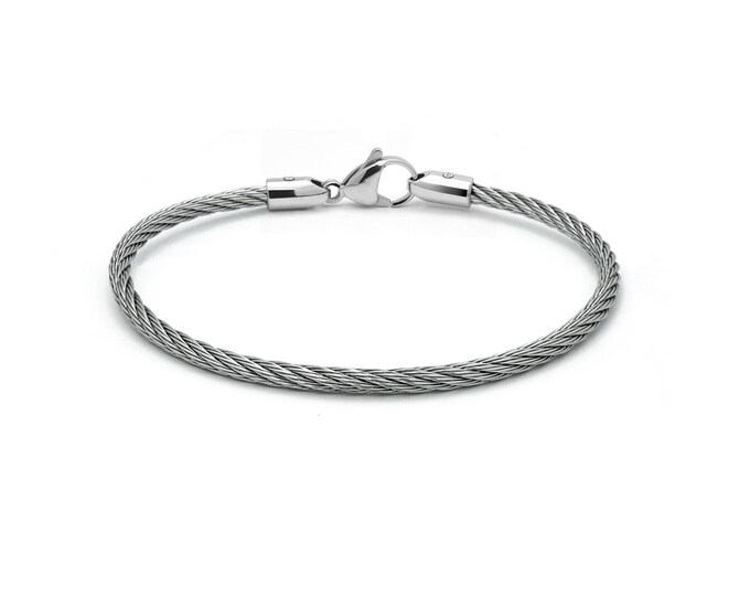 CABLE 3mm bracelet in stainless steel By Taormina Jewelry