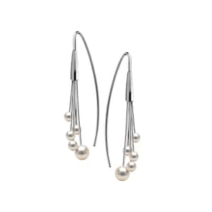 FILO white pearls cluster drop wire earrings in stainless steel by Taormina Jewelry image 1