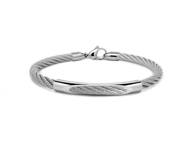 CABLE 4mm bracelet with see through tubular element in stainless steel By Taormina Jewelry