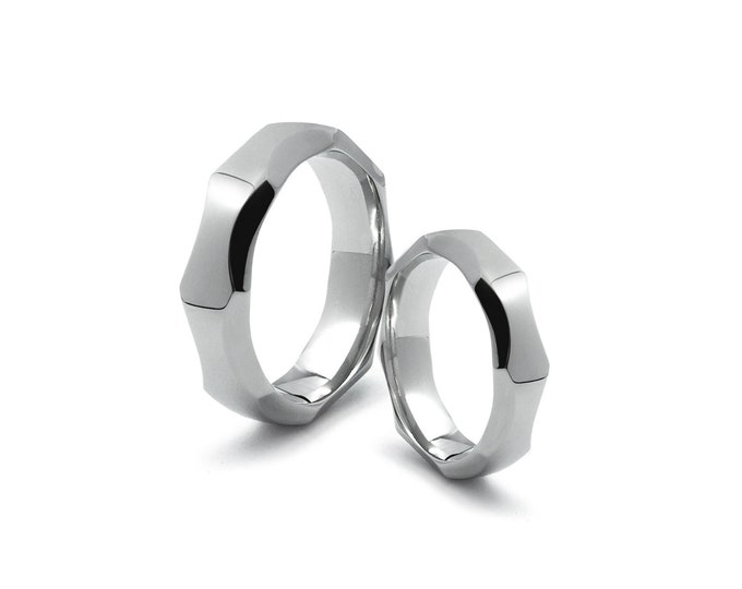 ONDE band ring wavy shaped edges in stainless steel by Taormina Jewelry