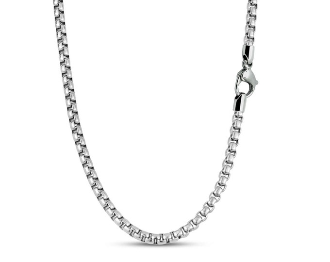 5mm box link chain necklace in stainless steel by Taormina Jewelry