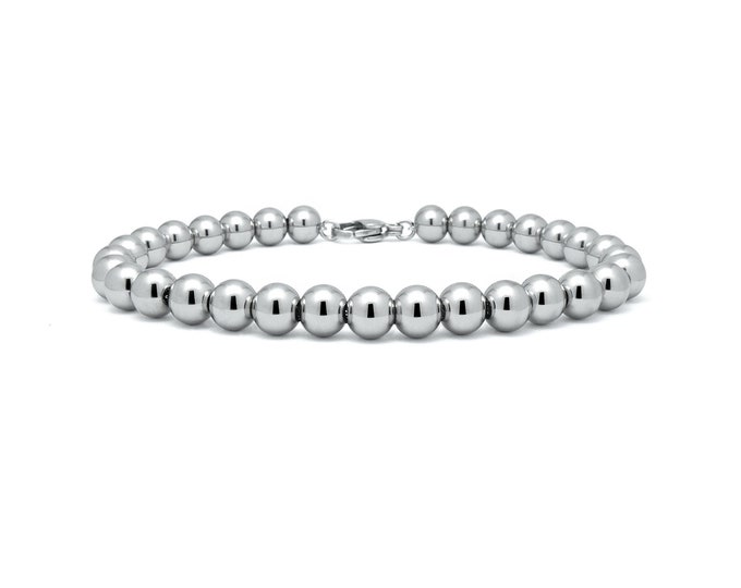 6mm beaded bracelet in stainless steel by Taormina Jewelry