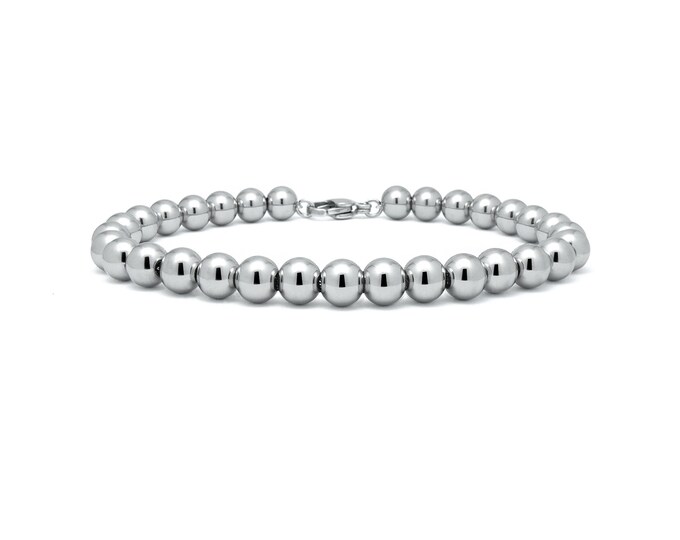 7mm beaded bracelet in stainless steel by Taormina Jewelry