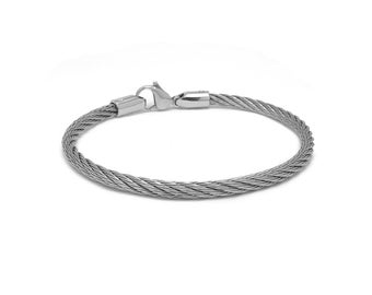 CABLE bracelet in stainless steel, 4mm. By Taormina Jewelry