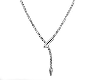 SNAKE shaped box chain necklace in stainless steel by Taormina Jewelry