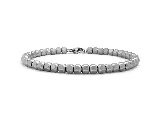 5mm Hex Nuts beaded bracelet in Stainless Steel by Taormina Jewelry