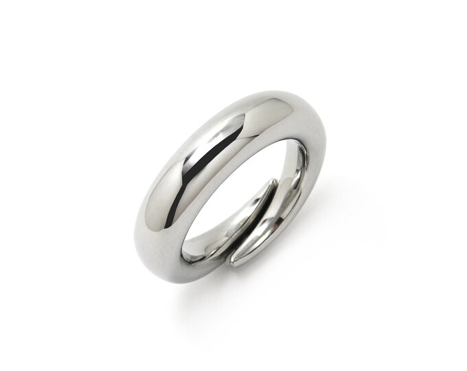 BOLLA dome tapered ring in stainless steel  by Taormina Jewelry