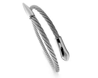 Single row Snake shaped stainless steel cable rope bracelet by Taormina Jewelry