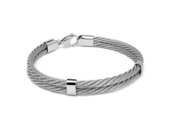 8mm width double row stainless steel cable rope bracelet by Taormina Jewelry