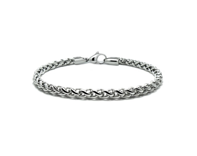 4mm wheat chain bracelet in stainless steel by Taormina Jewelry