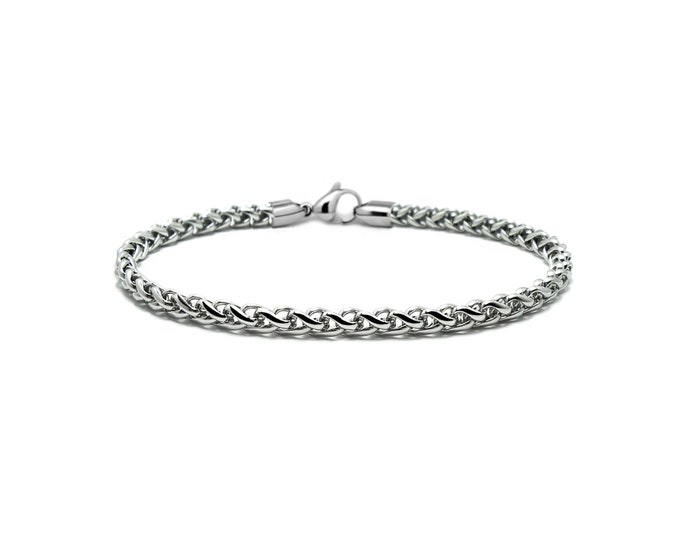 3mm wheat chain bracelet in stainless steel by Taormina Jewelry
