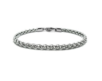 3mm wheat chain bracelet in stainless steel by Taormina Jewelry