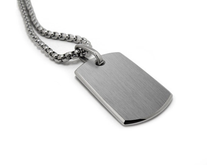 Blank tag pendant in stainless steel by Taormina Jewelry