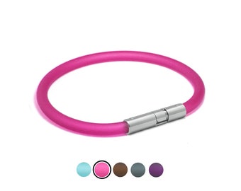 FROSTED colored 5mm tubular rubber bracelet with bayonet clasp in stainless steel by Taormina Jewelry