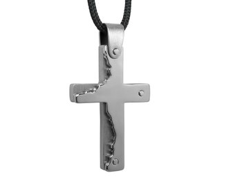 Double layers flat cross in stainless steel by Taormina Jewelry