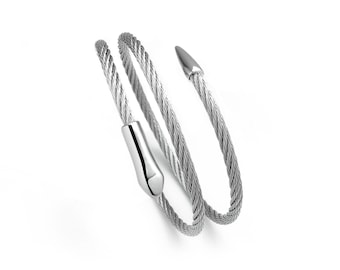 SNAKE cable double bypass bracelet in stainless steel by Taormina Jewelry