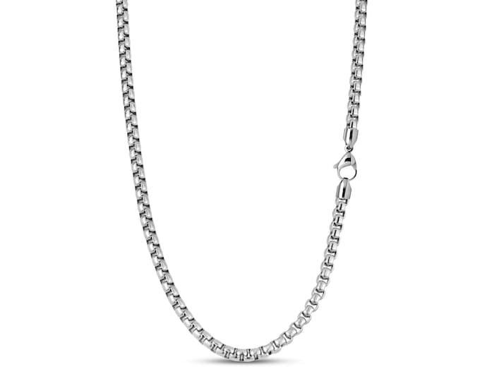 5mm box link chain necklace in stainless steel by Taormina Jewelry