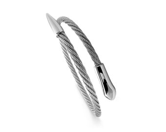 SNAKE cable bypass bracelet in stainless steel by Taormina Jewelry