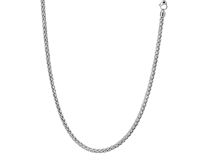 3mm wheat chain necklace in stainless steel by Taormina Jewelry
