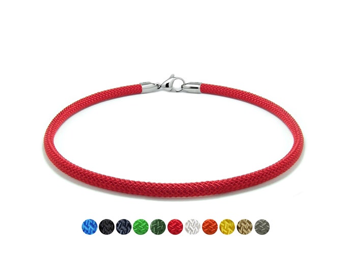 NAUTICA colored 5mm boat rope necklace with lobster clasp in stainless steel by Taormina Jewelry