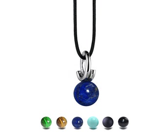 POP pendant with semiprecious sphere in stainless steel by Taormina Jewelry